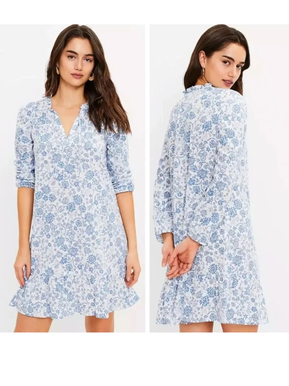 NWT LOFT Floral Ruffle Hem Mini Dress